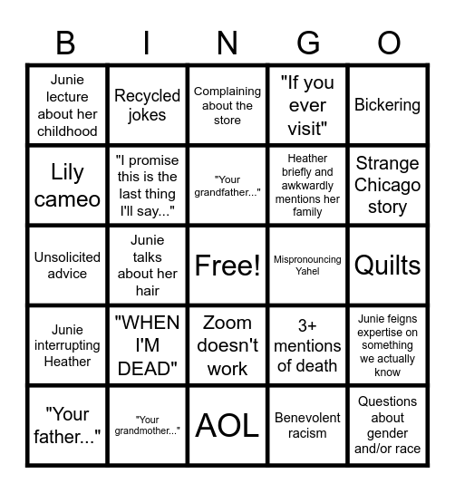 Awk J&H Bingo Card