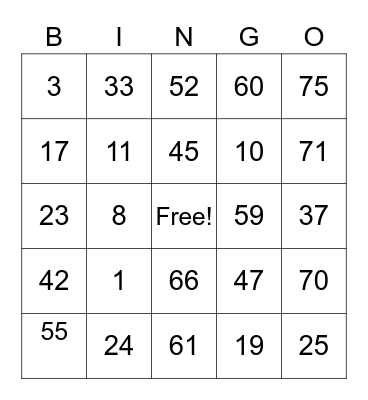 Sugar Sta Ana Card 1 Bingo Card