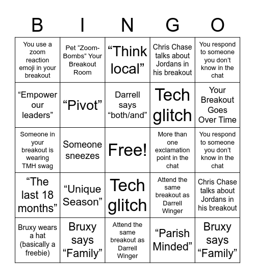 TMH Leaders Day Bingo Card