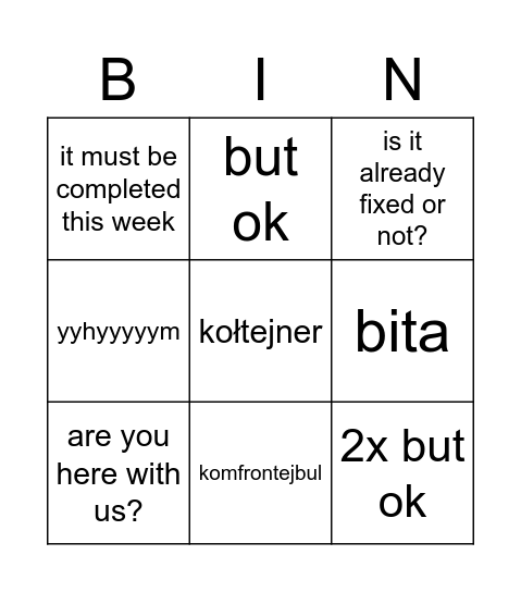 BINGO Card