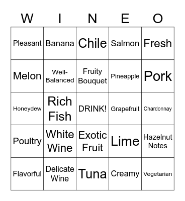 Los Vascos Chardonnay Bingo Card