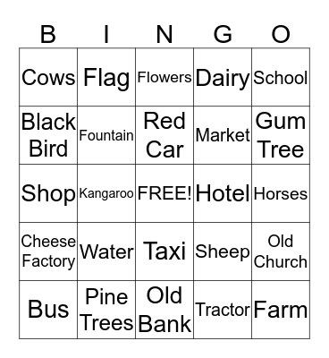 Bus Bingo Card