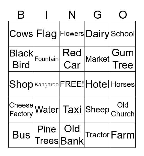 Bus Bingo Card