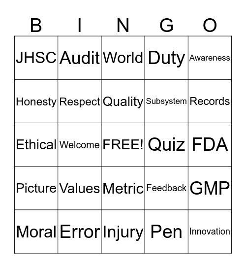 AGM Bingo - 01 May 2015 Bingo Card