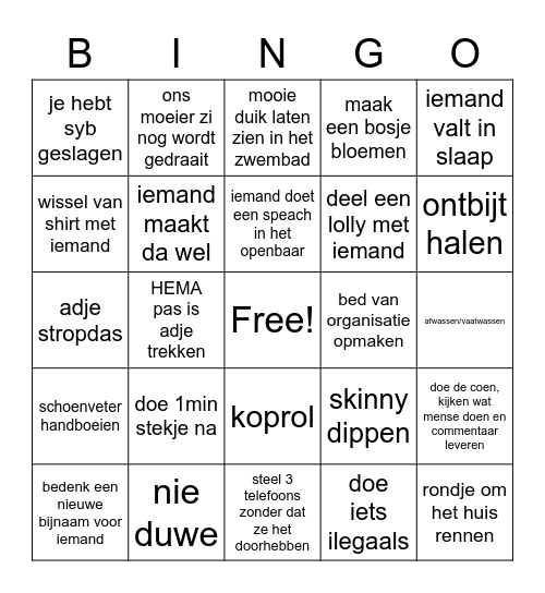 Stekkers van Dekkers Bingo Card