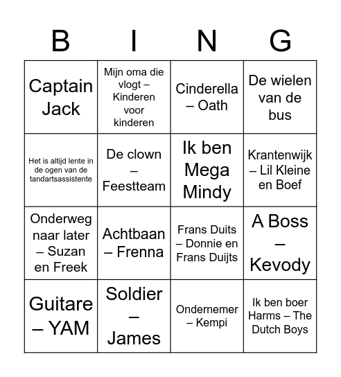 Beroepen bingo Card