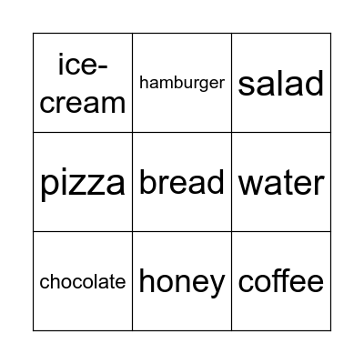 Food And Drink Bingo Card