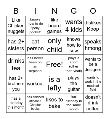 Ice Breaker BINGO Card