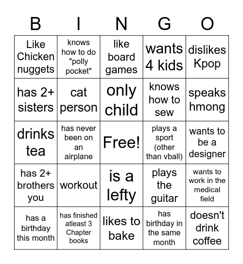 Ice Breaker BINGO Card