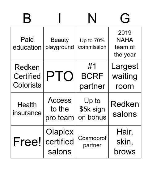 Ulta Beauty Bingo Card
