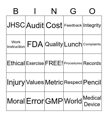 AGM Bingo - 01 May 2015 Bingo Card