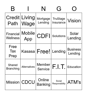 Credit Union BINGO Card