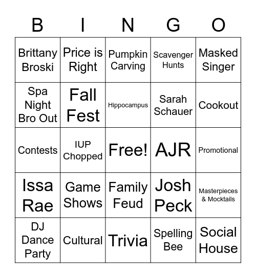 STATIC Bingo Card