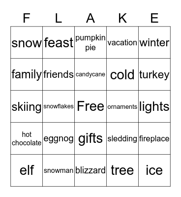 Holiday Bingo Card