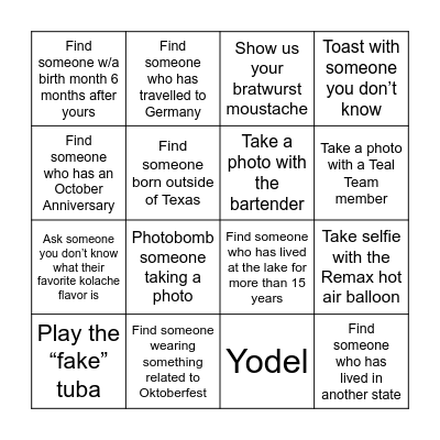 Bingo Mingle Bingo Card