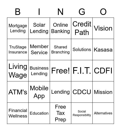 Credit Union BINGO Card