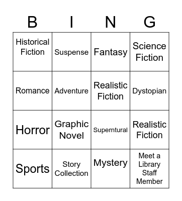Genre Bingo Card