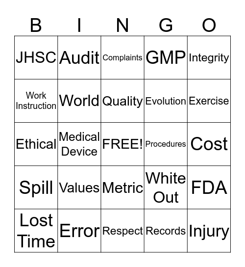 AGM Bingo - 01 May 2015 Bingo Card