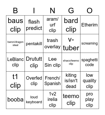 Drututt's Synapse Bingo Card
