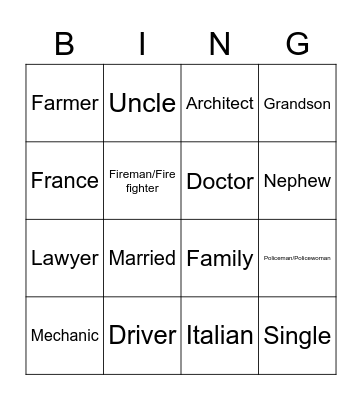 Untitled Bingo Card