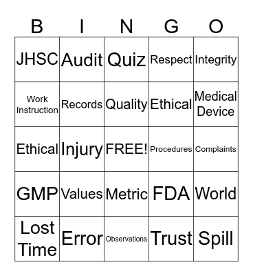 AGM Bingo - 01 May 2015 Bingo Card