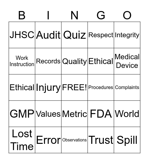 AGM Bingo - 01 May 2015 Bingo Card