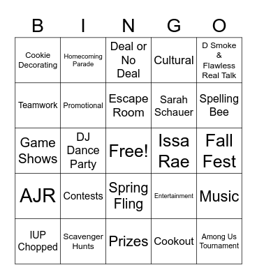 Static Bingo Card