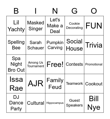 STATIC Bingo Card