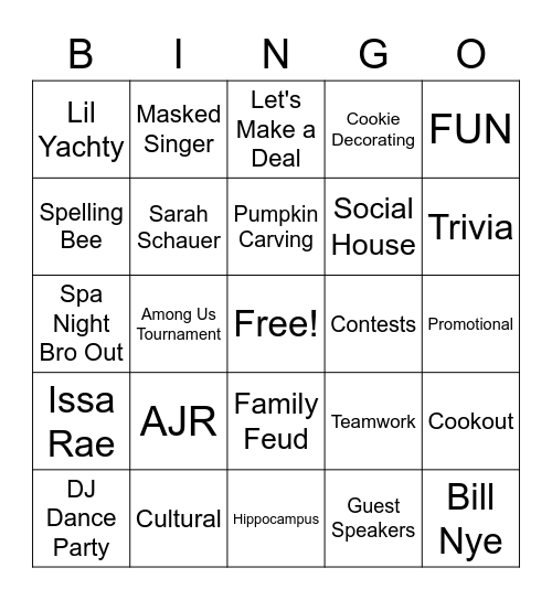 STATIC Bingo Card