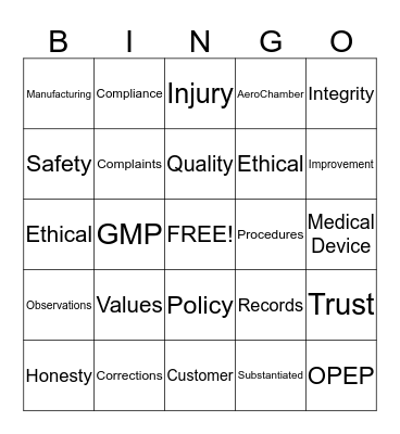 AGM Bingo - 01 May 2015 Bingo Card