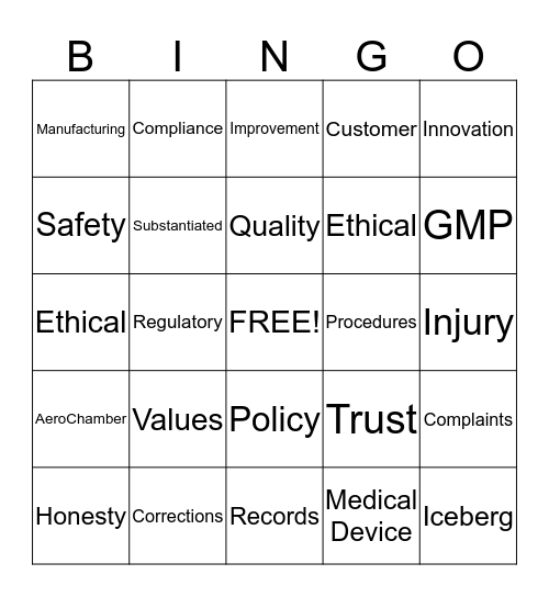 AGM Bingo - 01 May 2015 Bingo Card