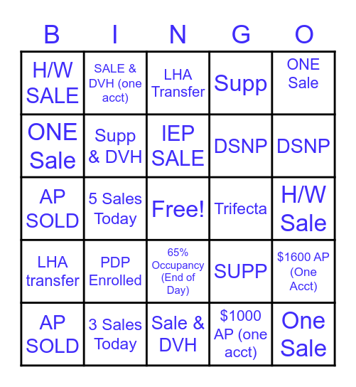 Sales Bingo Card