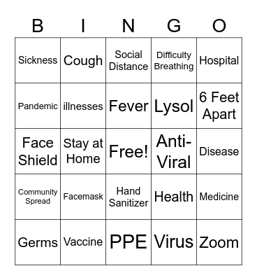 Covid Bingo Card