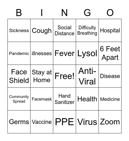 Covid Bingo Card