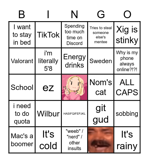 Nom bingo Card