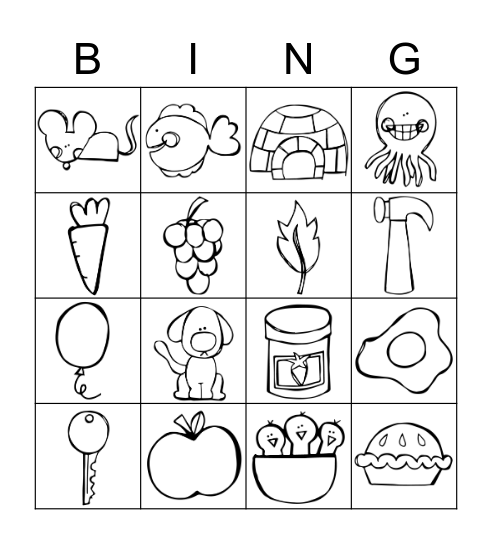 Pictures Bingo Card