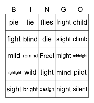 spelling 1.5 Bingo Card