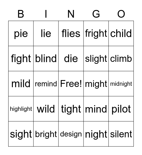 spelling 1.5 Bingo Card