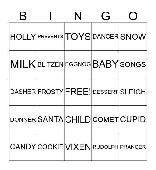 CHRISTMAS Bingo Card