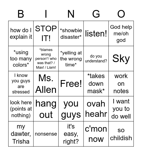 Ms. Ma Bingo Card