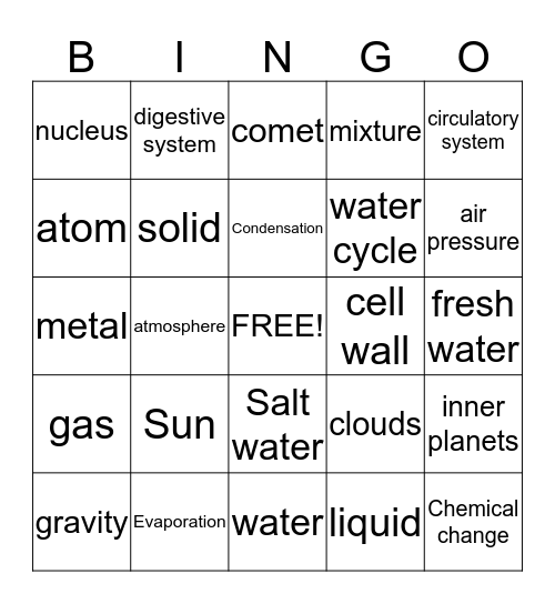 Crazy for Science! Bingo Card