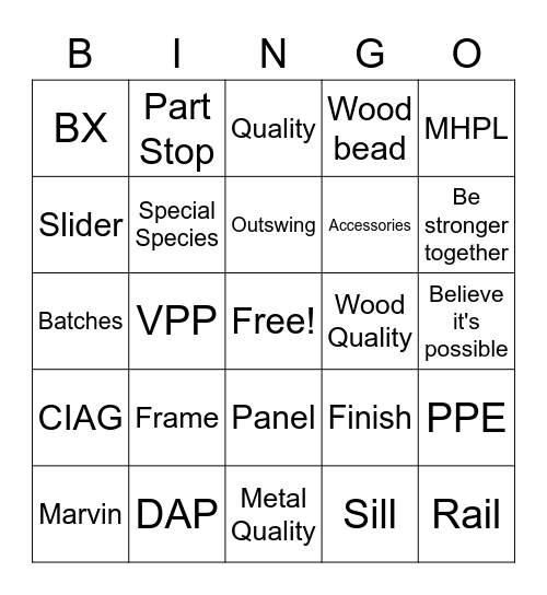 Assembly Bingo Card