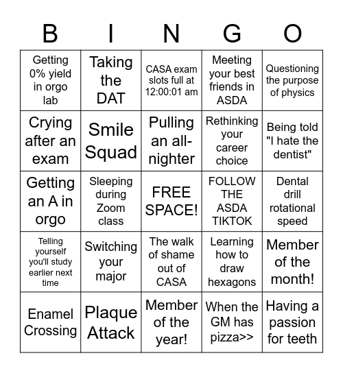 ASDA Bingo Card