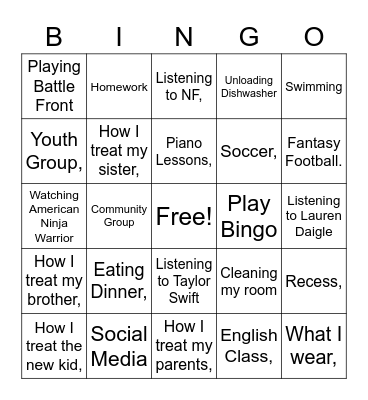 Every Square Inch Bingo Card