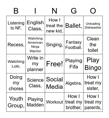 Every Square Inch Bingo Card