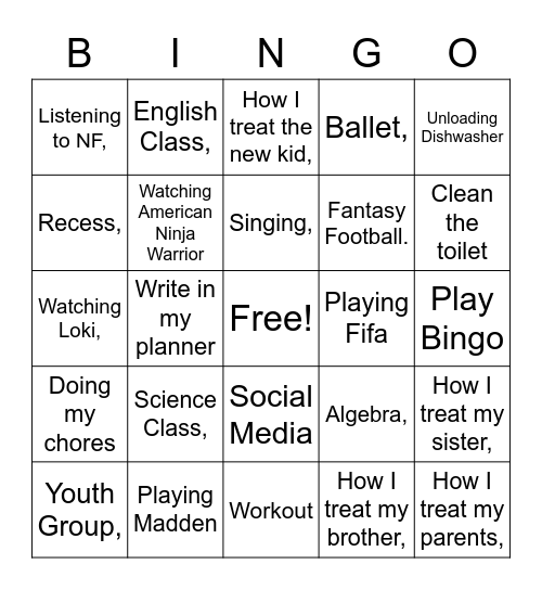 Every Square Inch Bingo Card