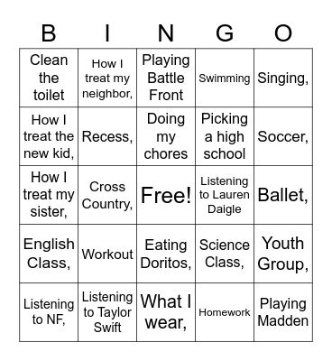 Every Square Inch Bingo Card