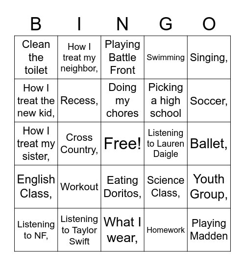 Every Square Inch Bingo Card