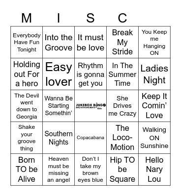 JUKEBOX Bingo100421 MISC Bingo Card