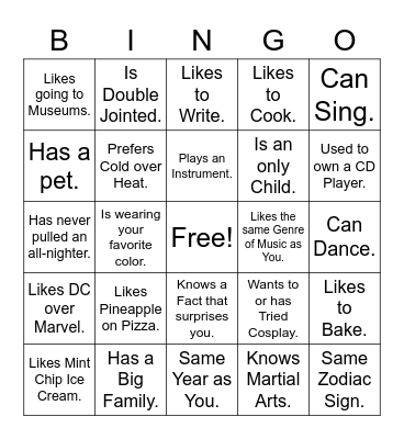 EnM Icebreaker Bingo Card